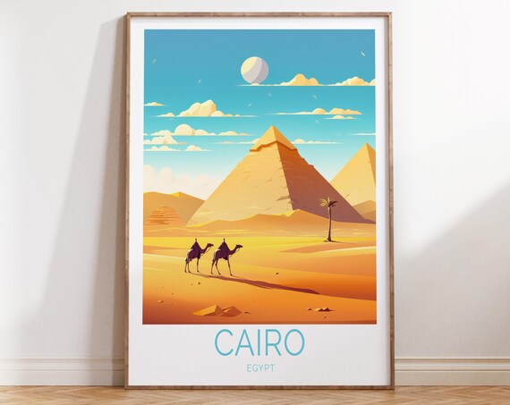Cairo Egypt Pyramids Travel Poster Cairo Egypt Pyramids Poster Cairo Egypt Pyramids Travel Wall Art North Africa Travel Gift