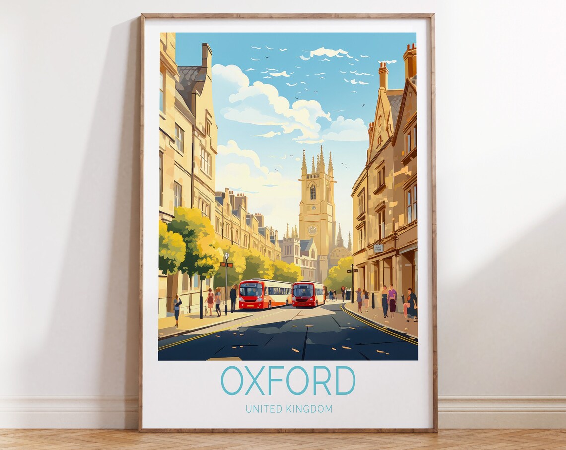 Oxford England Travel Poster, England Wall Art