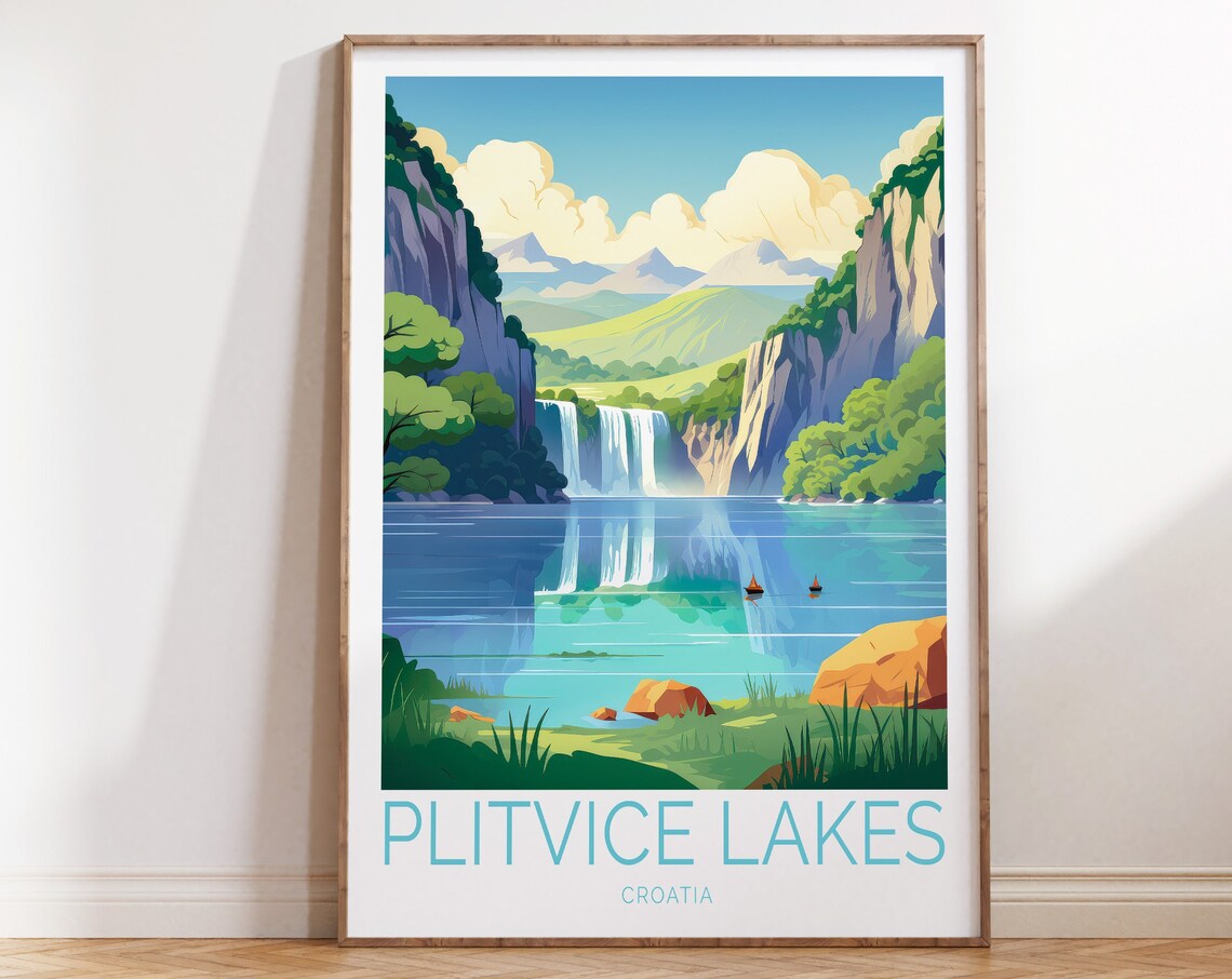 Plitvice Lakes Croatia Travel Poster Plitvice Lakes Croatia Poster Wall Art Plitvice Lakes Croatia Travel Wall Art Travel Poster