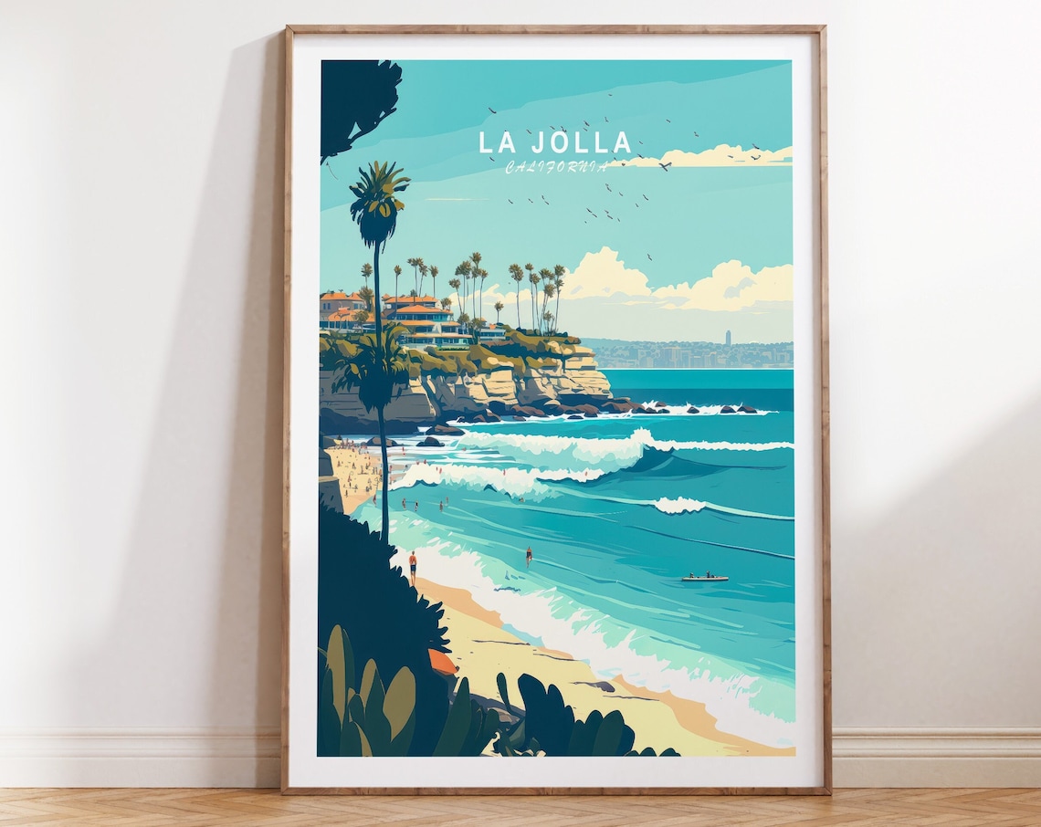La Jolla California Travel Poster, Coastal Views