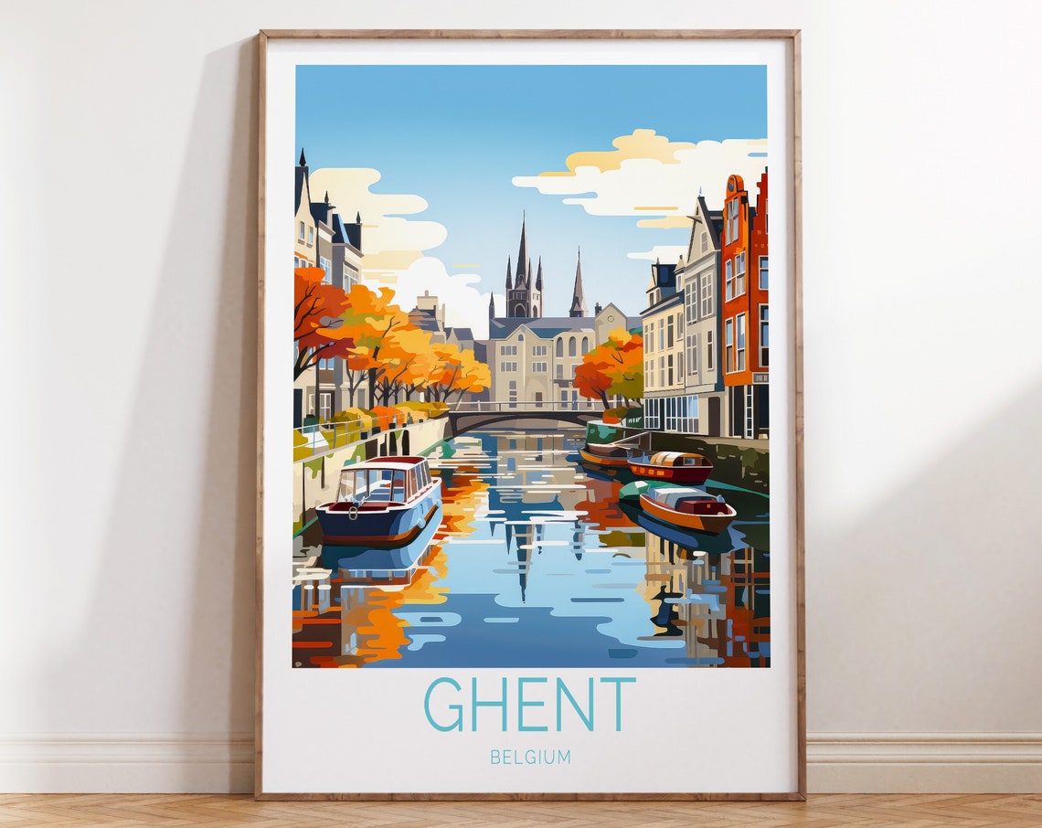 Ghent Belgium Travel Poster Ghent Belgium Poster Ghent Belgium Travel Wall Art Ghent Belgium Travel Gift Birthday