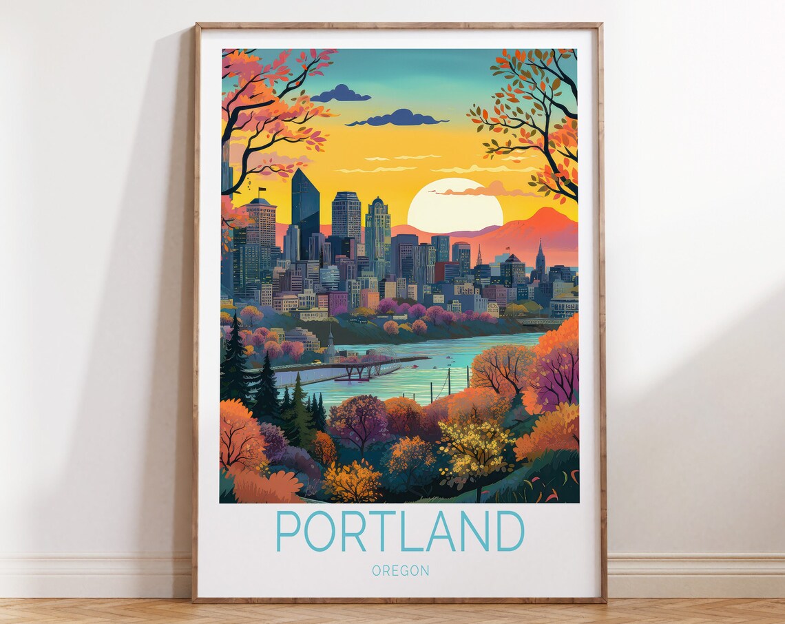 Portland Oregon Travel Poster, Urban Place Art Print