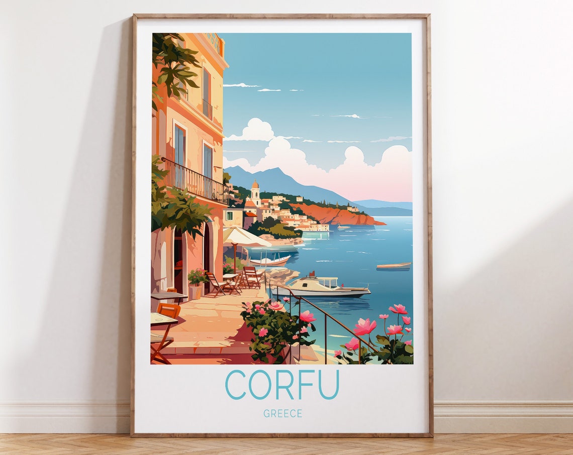 Corfu Greece Travel Poster Corfu Coastal Wall Art Greece Travel Gifts Corfu Greece Travel Poster Corfu Greece Travel Art