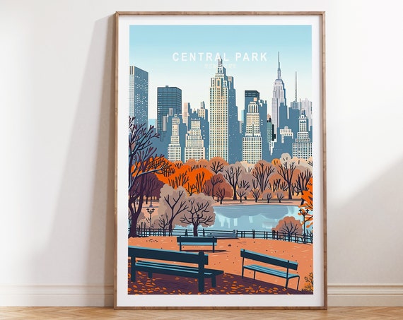 Central Park Travel Poster, New York City Poster