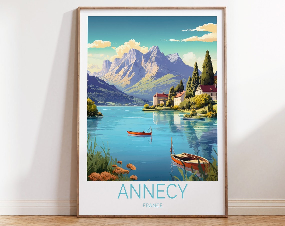 Annecy France Travel Poster Annecy France Poster Annecy France Travel Wall Art France Annecy Travel Wall Decor Traveler Gift