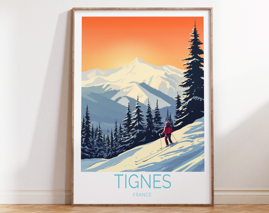 Tignes France Travel Poster Tignes France Poster Tignes France Travel Wall Art Tignes France Travel Gift French Alps Travel Home Decor