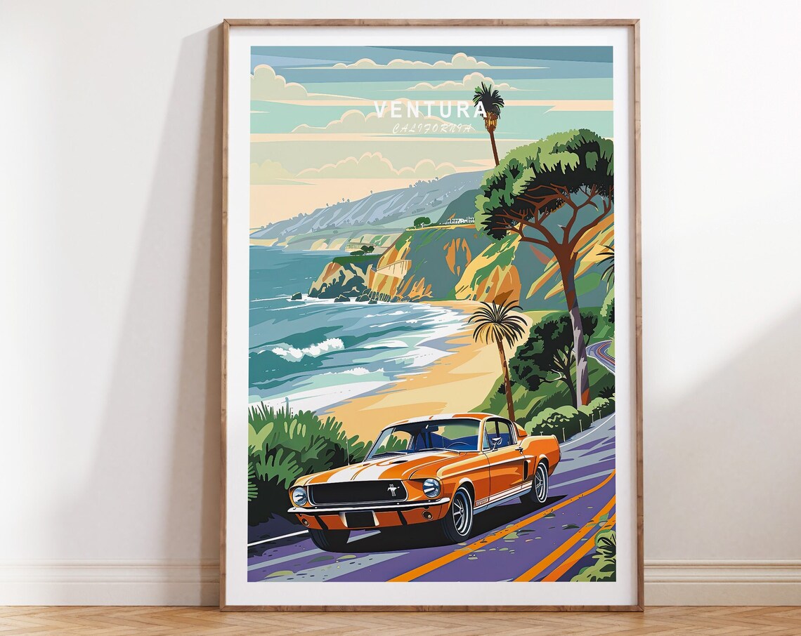 Ventura California Travel Poster, Coastline Wall Art
