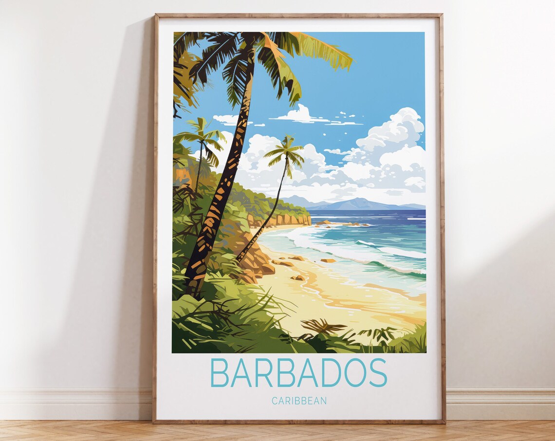 Barbados Travel Poster, Caribbean Island Poster