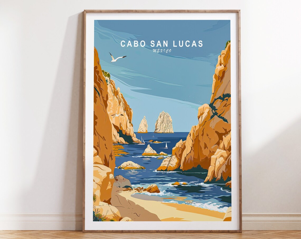 Cabo San Lucas Mexico Dramatic Rock Formation Beach Travel Poster