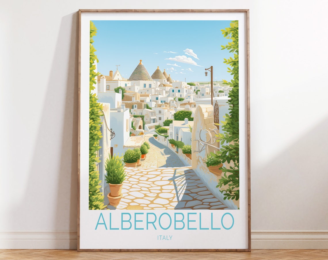 Alberobello Italy Travel Poster Southern Italy Alberobello Travel Illustrations Traveler Wall Art Italy Travel Poster Birthday Presents