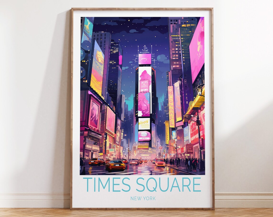 Times Square Travel Poster, New York Travel Art Print