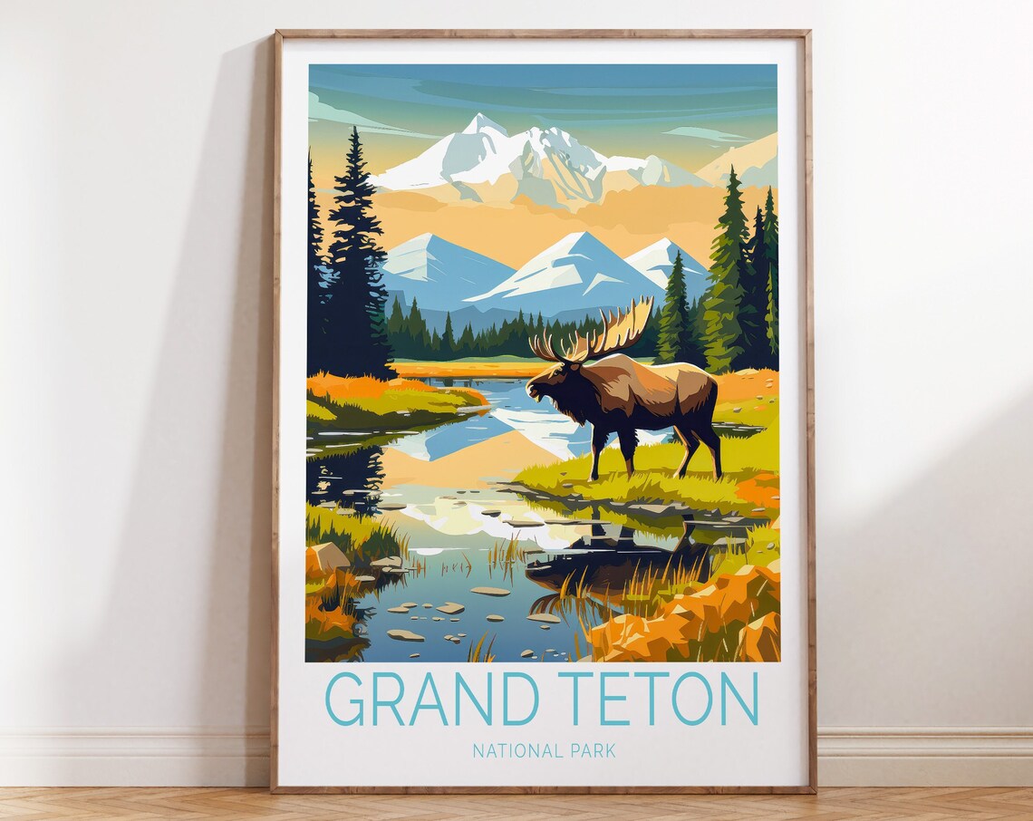 Grand Teton National Park Travel Poster, Wyoming