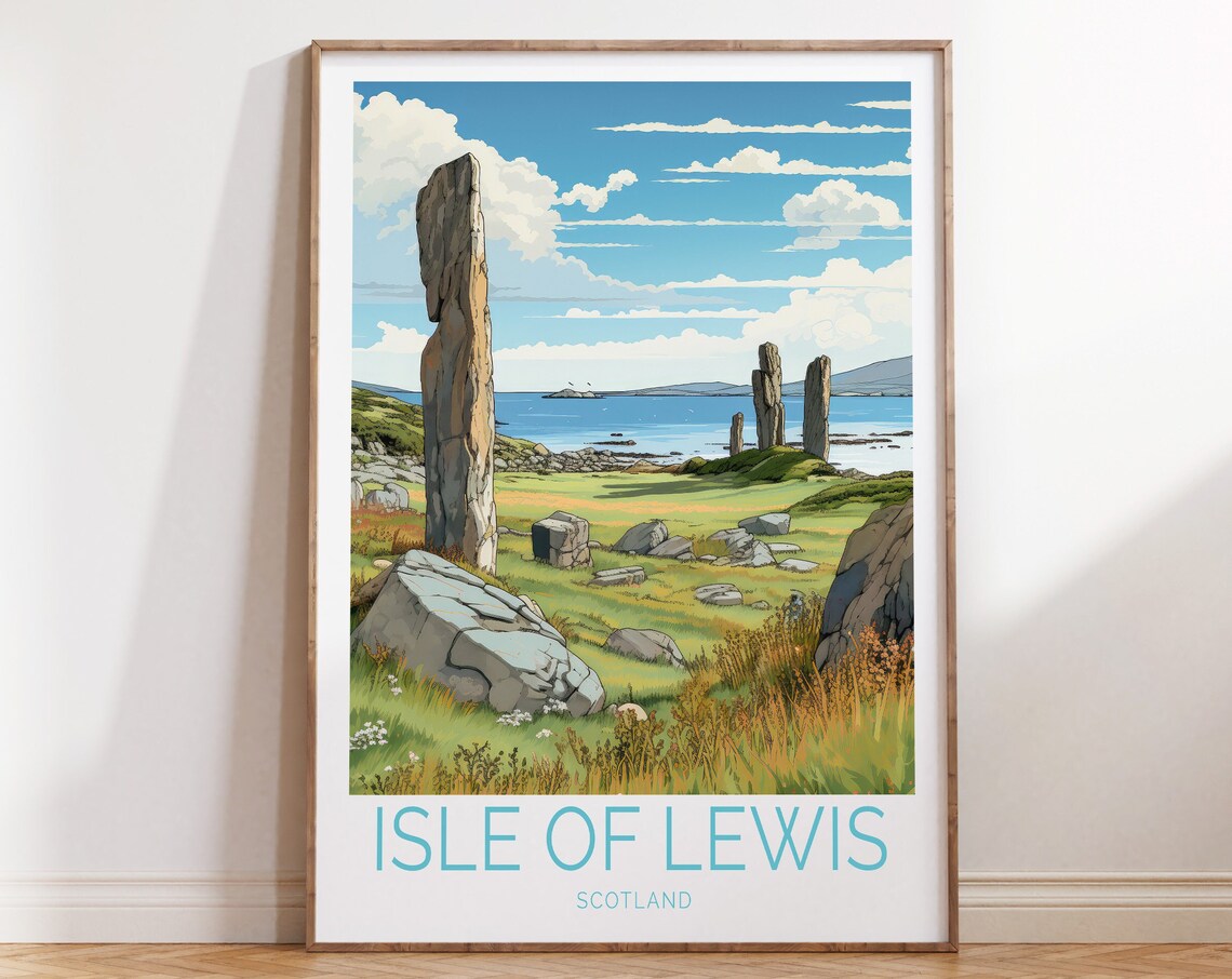 Isle Of Lewis Scotland Coastal Standing Stones Travel Poster