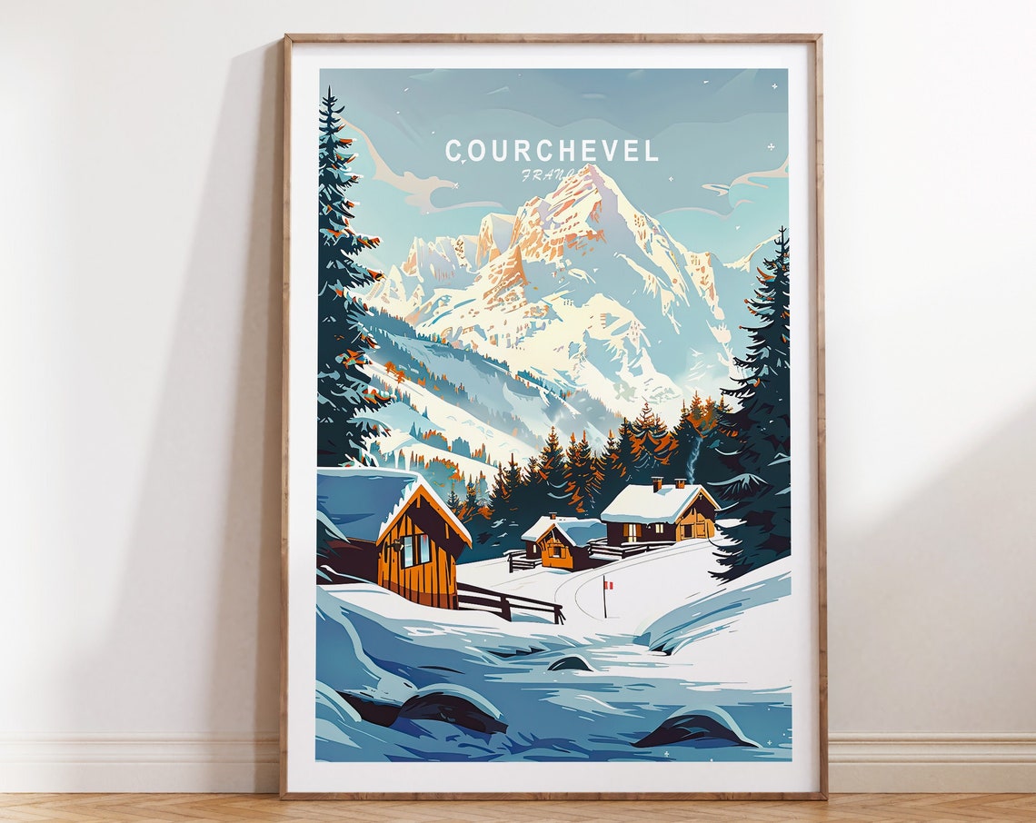 Courchevel Travel Poster France Courchevel Travel Wall Art France Winter Poster Birthday Gifts Personalized Gifts