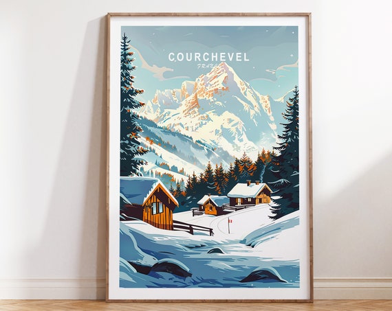 Courchevel Travel Poster France Courchevel Travel Wall Art France Winter Poster Birthday Gifts Personalized Gifts