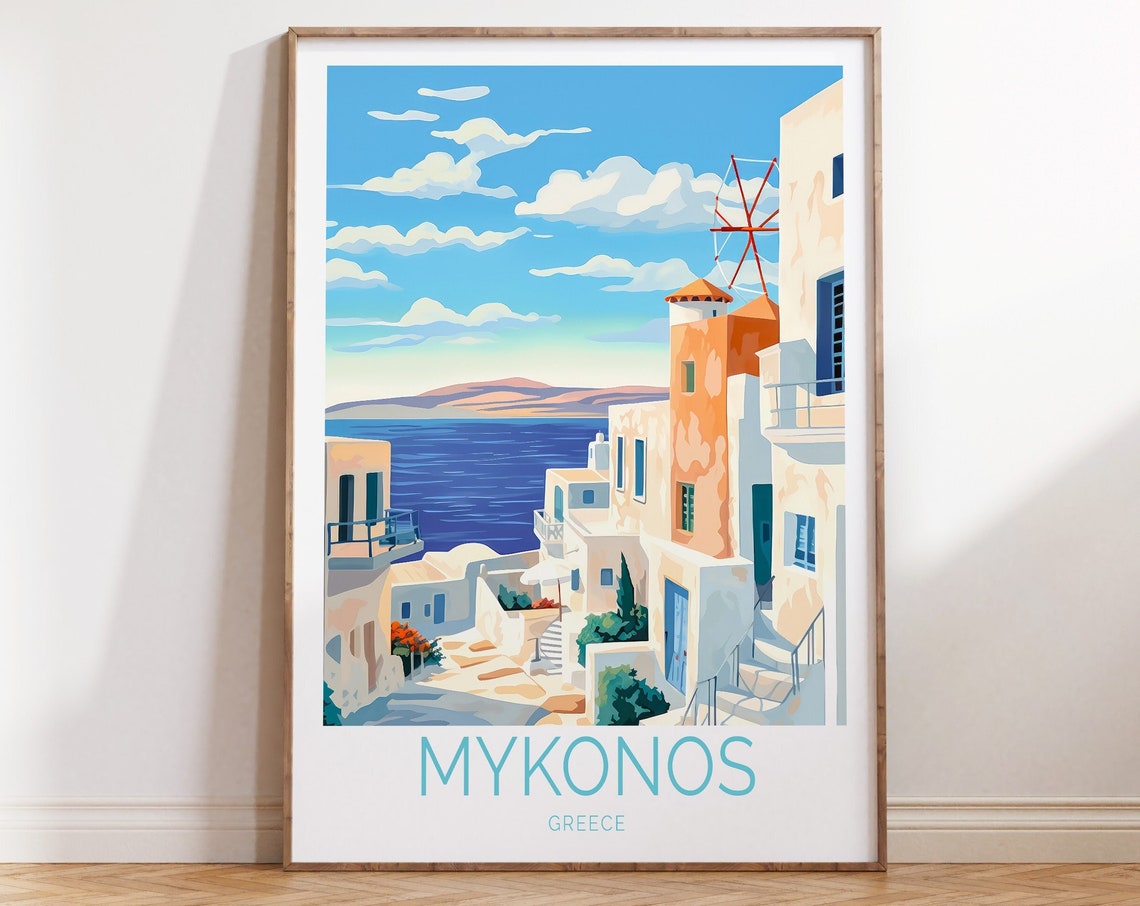 Mykonos Greece Travel Poster Mykonos Wall Art Greece Travel Gifts Mykonos Greece Travel Poster Mykonos Greece Travel Art