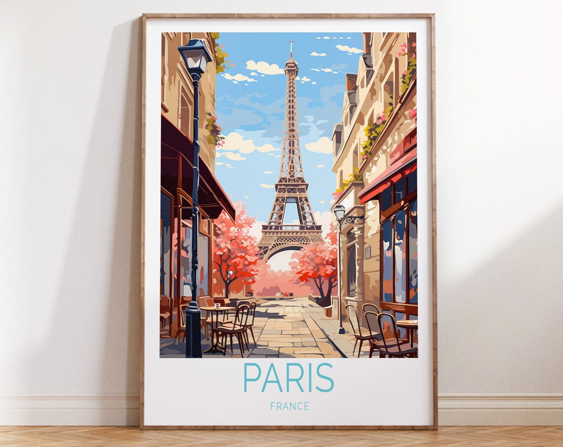 Paris Eiffel Tower Travel Poster, France Wall Art