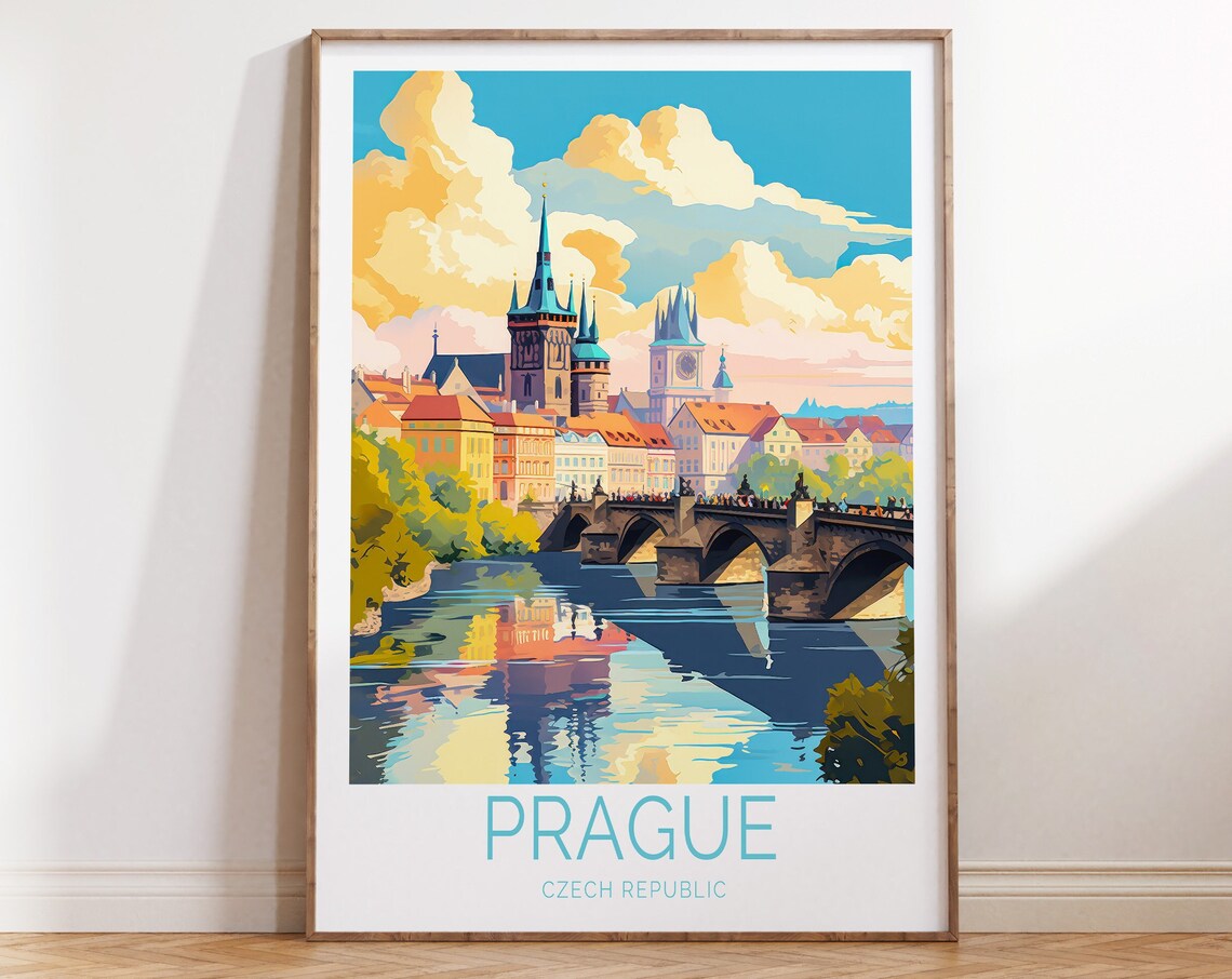 Prague Travel Poster, Europe Wall Art Print