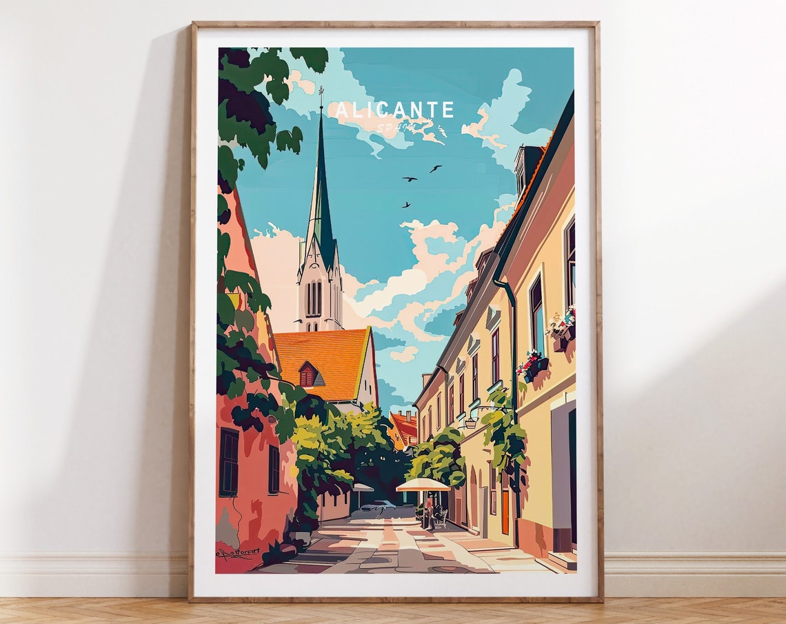 Alicante Poster Spain Travel Print Alicante Wall Art Alicante Spain Travel Poster Home Decor Birthday Present Wedding Gifts