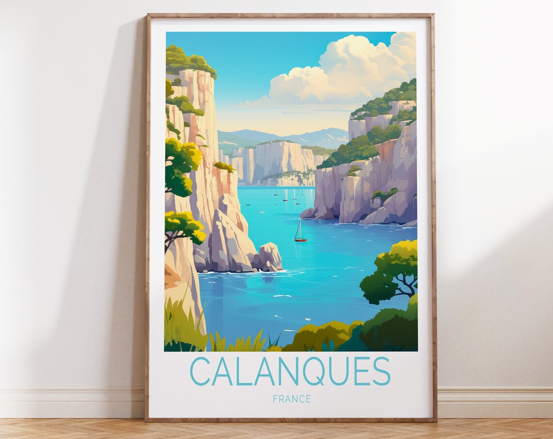 Calanques France Travel Poster, France Travel Art