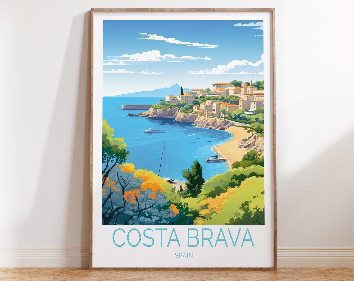 Costa Brava Spain Sunny Beach Bay Seaside Village Travel Poster