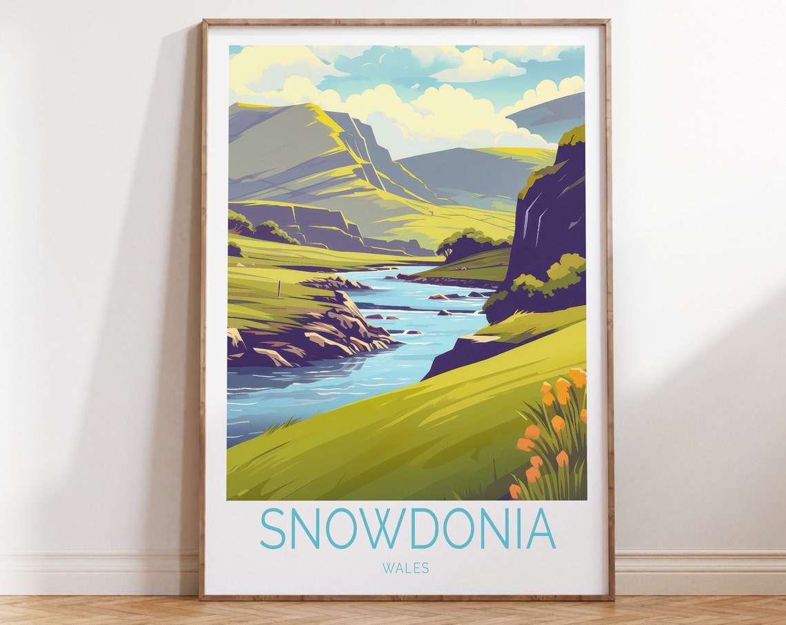 Snowdonia Wales Travel Poster Snowdonia Wales Poster Snowdonia Wales Travel Wall Art Snowdonia Wales United Kingdom Travel Gift