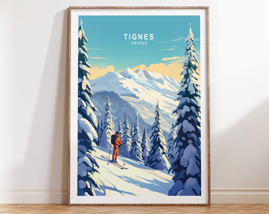 Tignes France Travel Poster Tignes Poster Tignes Travel Wall Art France City Wall Art Birthday Gift Personalised Gift