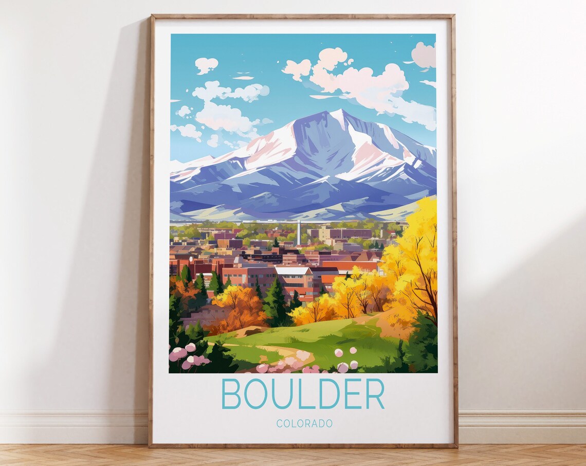 Boulder Colorado Travel Poster, Colorado Travel Art Print