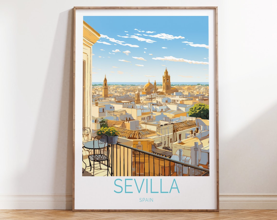 Sevilla Spain Travel Poster, European Travel Poster