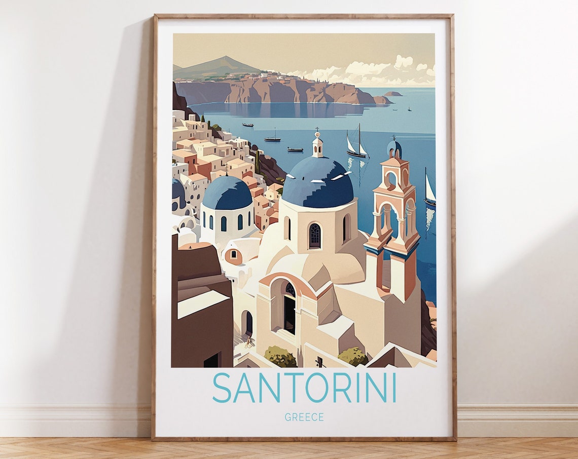 Santorini Greece Travel Poster Santorini Wall Art Greece Travel Gifts Santorini Greece Travel Poster Santorini Greece Travel Art