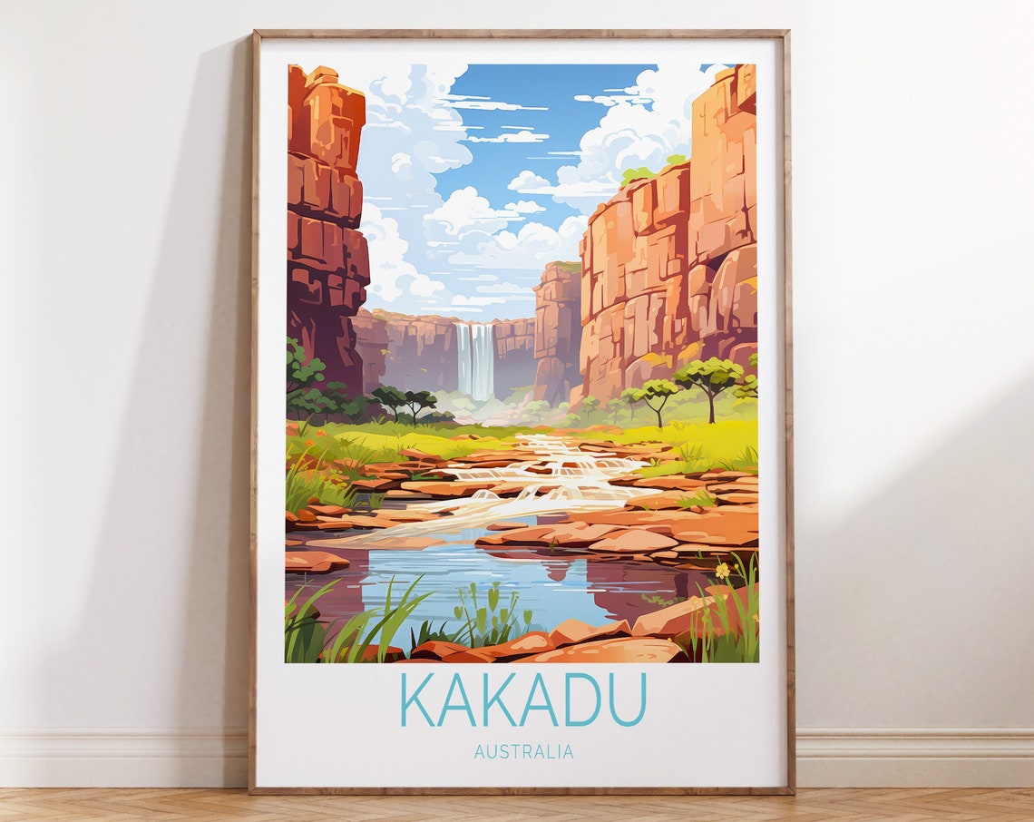 Kakadu Australia Red Rock Gorge Waterfall Outback Canyon Poster