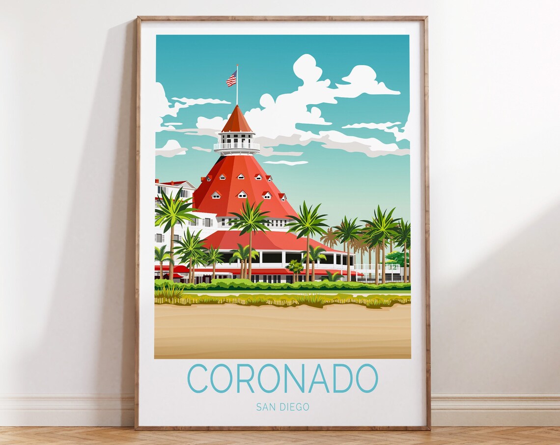 Coronado San Diego Travel Poster, California Travel Poster