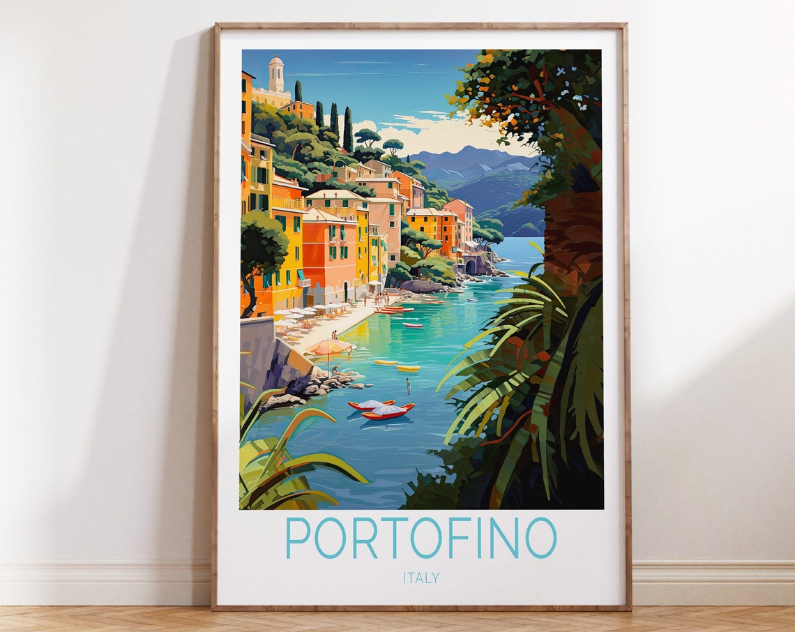 Portofino Italy Travel Poster Portofino Travel Poster Portofino Travel Wall Art Portofino Italy Travel Gift Italy Birthday