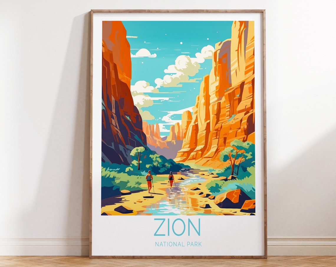 Zion Utah National Park Travel Poster Zion Utah Poster Zion Utah National Park Travel Wall Art Utah Travel Gift Birthday