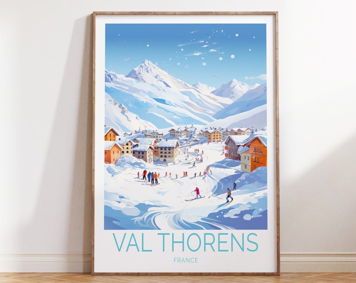Val Thorens Travel Poster Val Thorens France Poster Val Thorens France Travel Wall Art France Ski Travel Gift Birthday Present