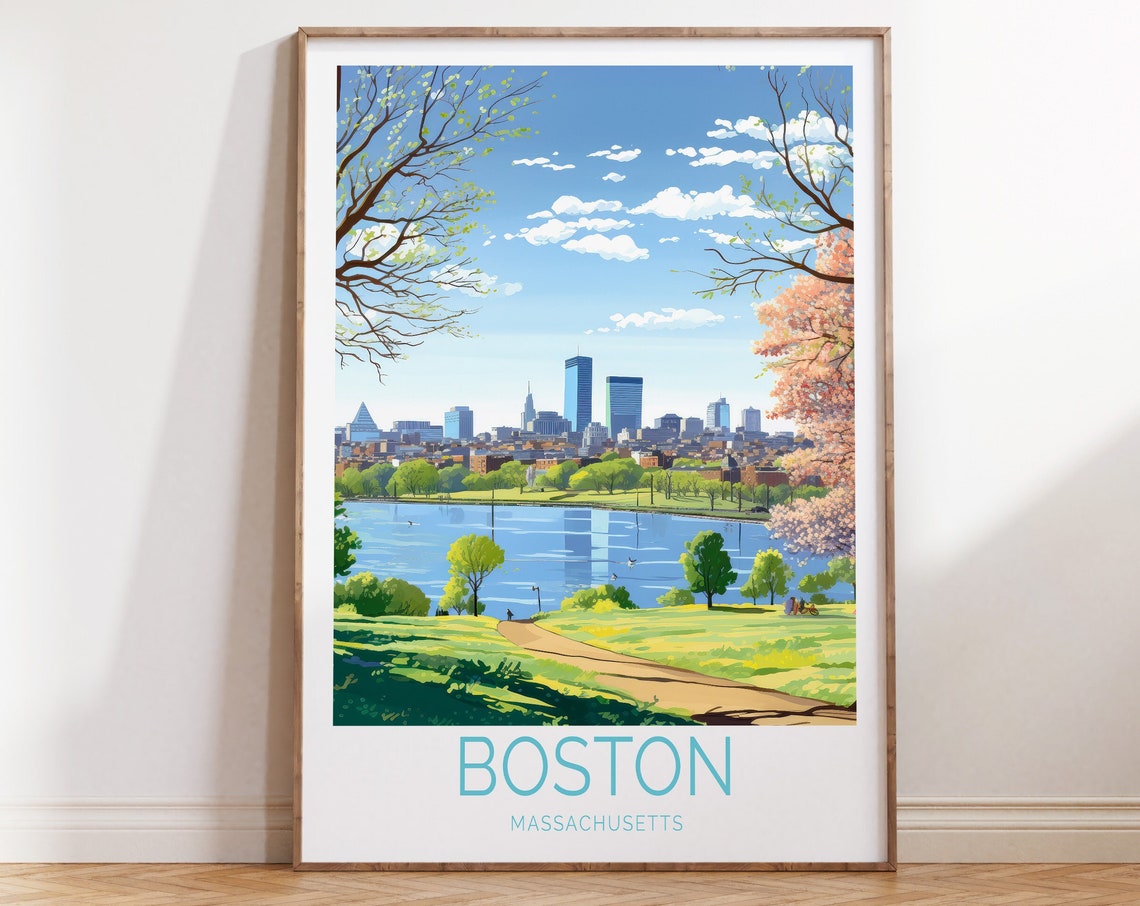 Boston Travel Poster Massachusetts Boston Poster Boston Massachusetts Travel Wall Art Boston Travel Poster Gifts Birthday Gifts