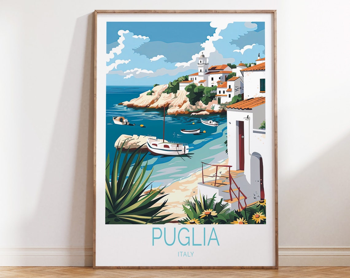 Puglia Italy Travel Poster Italy Wall Art Salento Beach Poster Italy City Poster Personalized Gifts Birthday Gifts