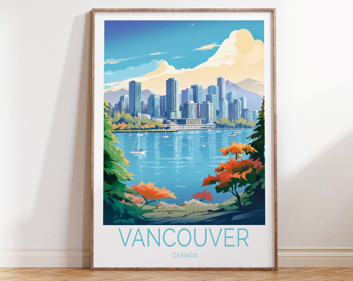 Vancouver Travel Poster, Vancouver Canada Travel Art