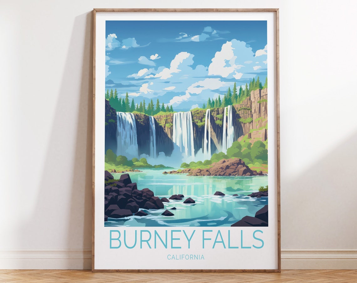 Burney Falls California Waterfall Cascading Into Emerald Pool Poster