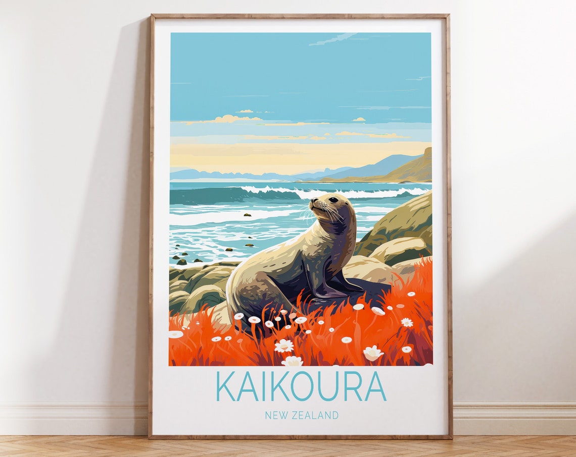 Kaikoura New Zealand Travel Poster Kaikoura New Zealand Poster Kaikoura New Zealand Travel Wall Art New Zealand Travel Wall Decor