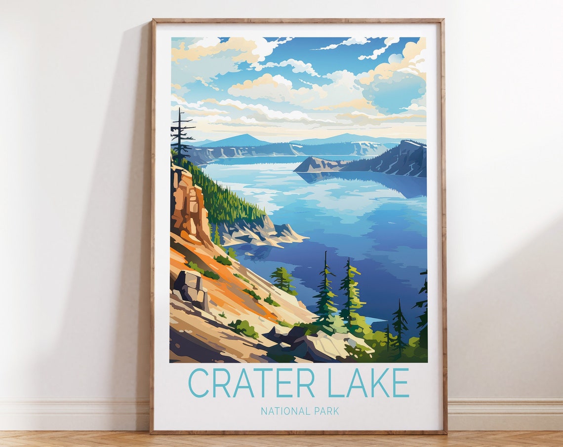 Crater Lake National Park Oregon Deep Blue Water Overlook Poster