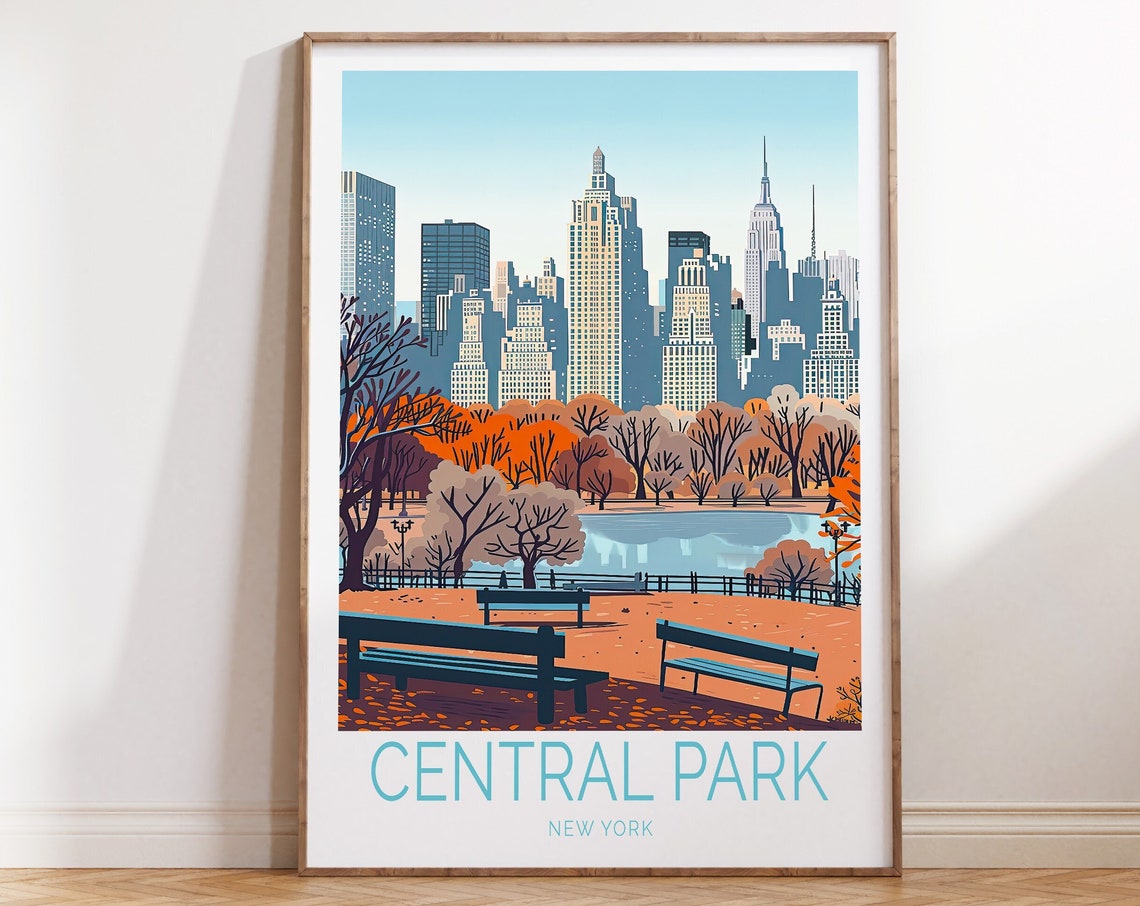 Central Park New York Travel Poster New York Wall Art Central Park Print Usa City Poster Personalized Gifts Traveler Gifts