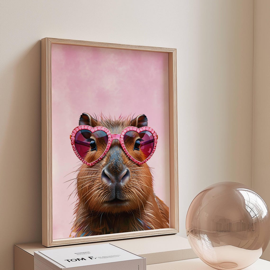 Capybara In Heart Glasses Art Print