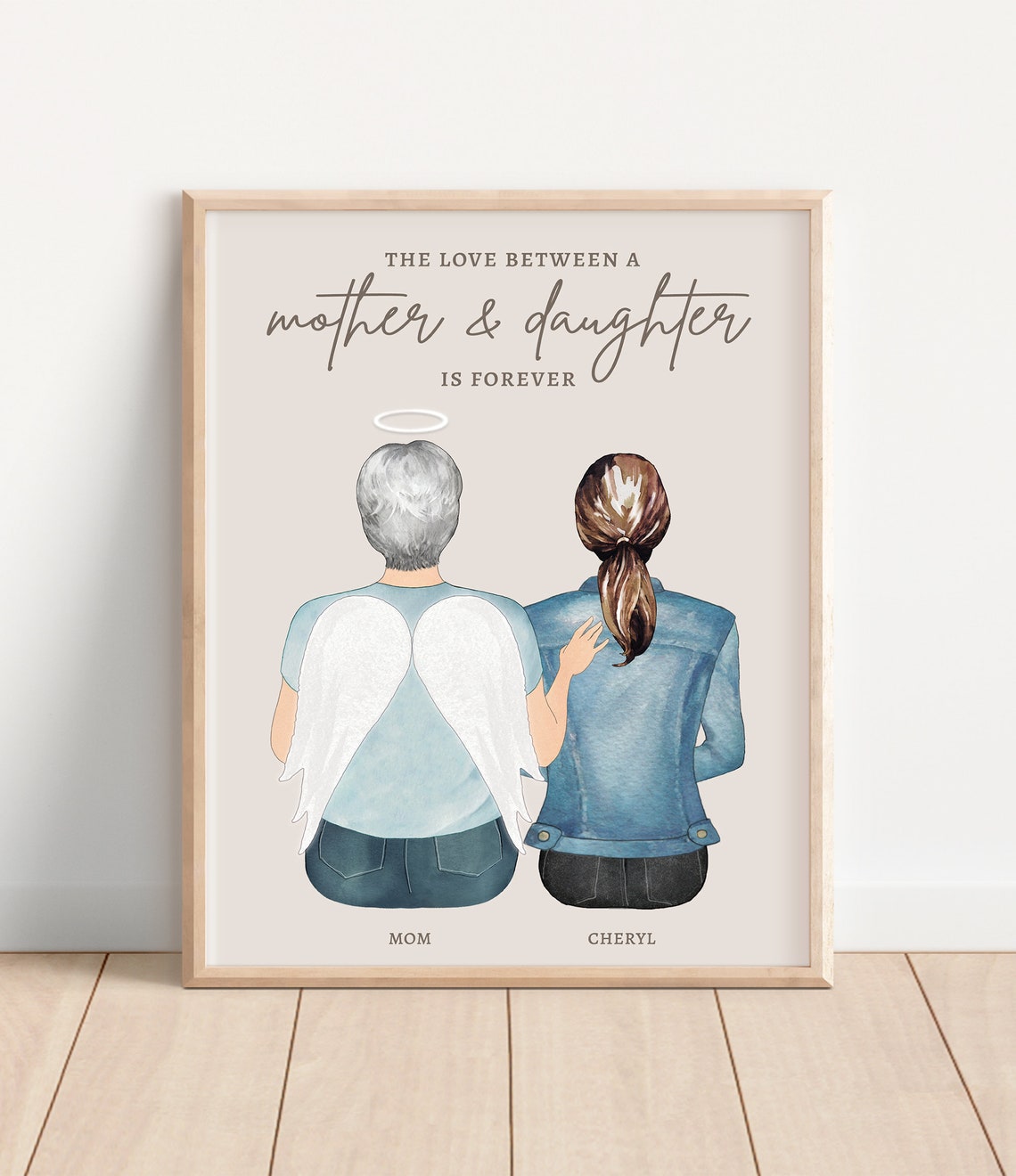 Mother and Daughter Forever Love Angel Memorial with Names Poster