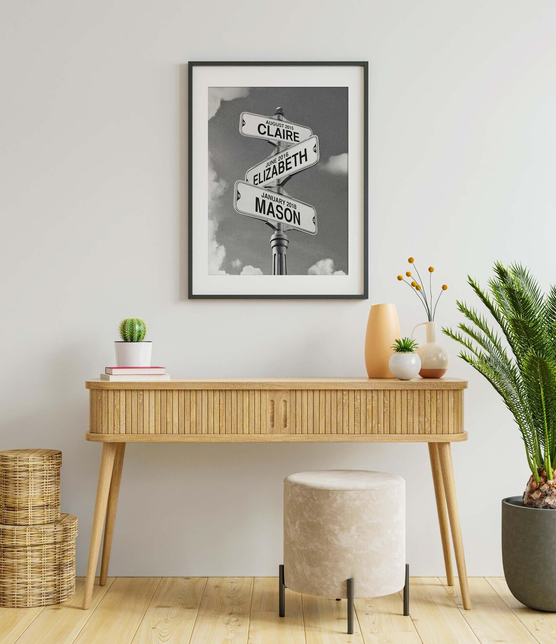 Custom Street Sign Grandkids Names and Birthdays Vintage Photo Print - Image 2