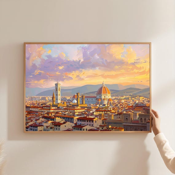 Florence Duomo Oil Painting Print Italian Cityscape Canvas Art Framed