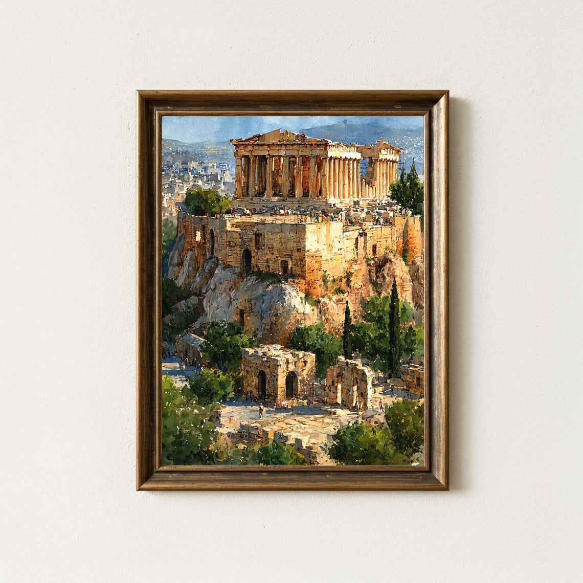 Athens Acropolis Parthenon Greece Watercolor Architecture Art Poster