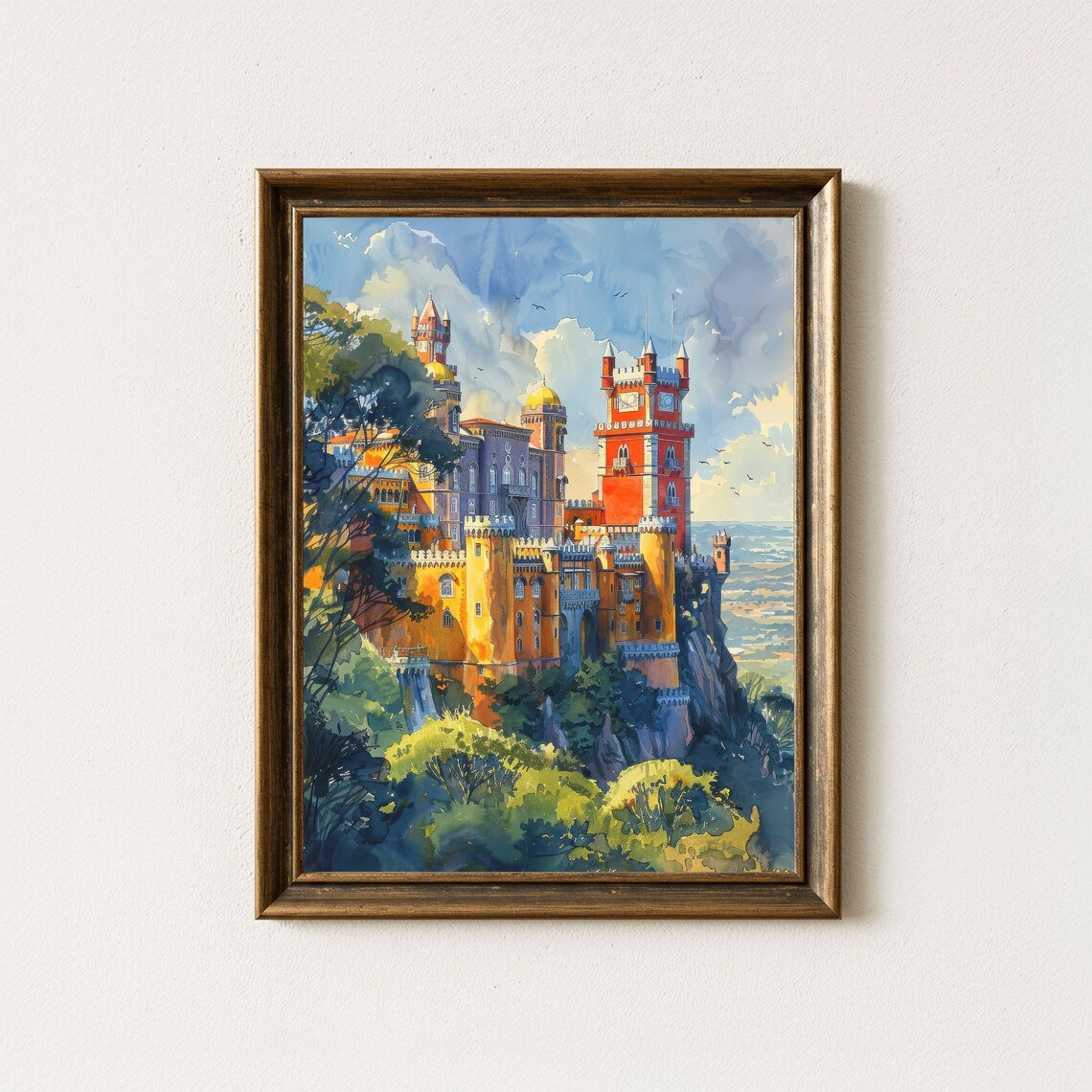 Pena Palace Sintra Portugal Castle Watercolor Painting Art Print