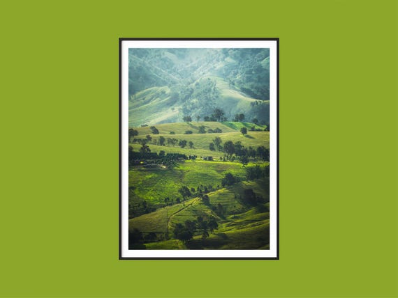 Green Rolling Hills Landscape Print Nature Wall Art Countryside Photography Farmhouse Rustic Dcor Scenic Mountain Valley Poster
