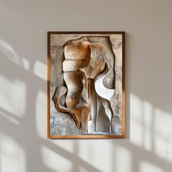 Abstract Relief Wall Art Print 3d Textured Modern Sculpture